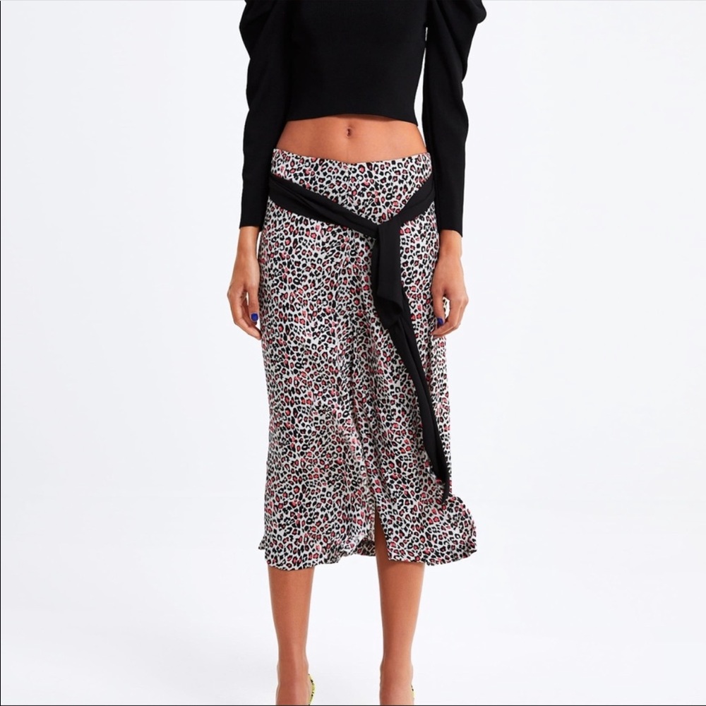 Zara Animal Print Skirt with tie